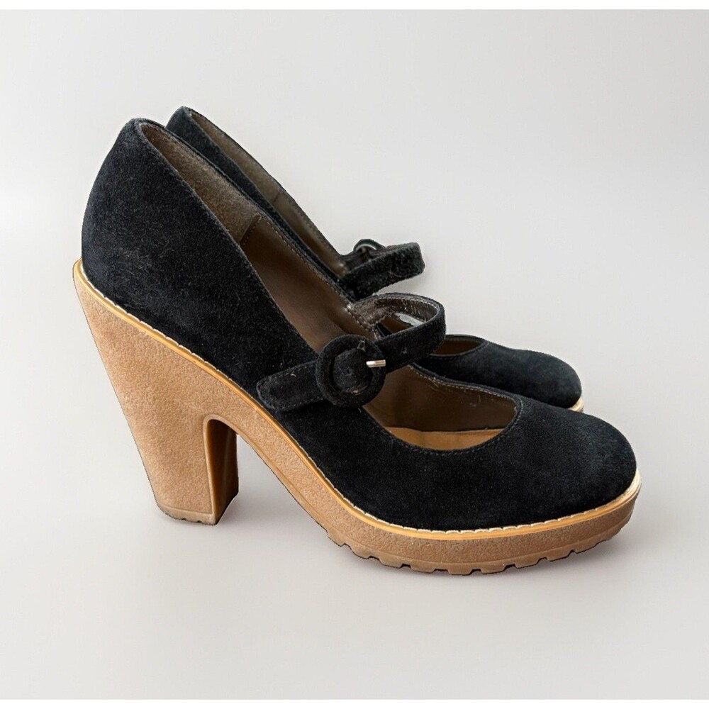 Steve Madden Meliny Black Suede Platform Mary Jane Chunky Heel Pumps Shoes 9.5